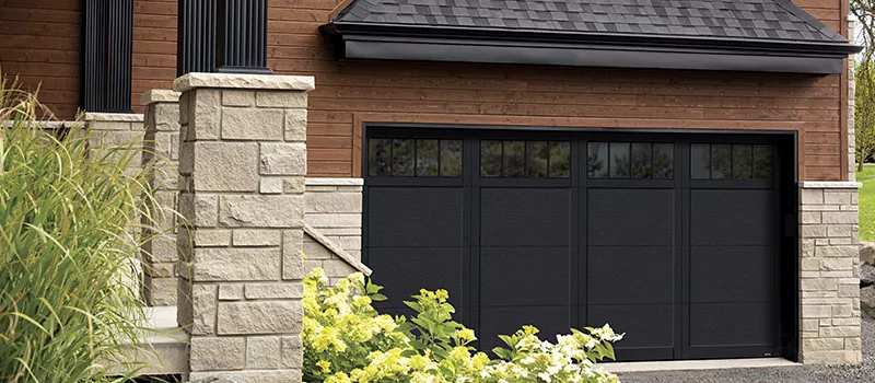 Eastman E-11, 16' x 8', Black door and overlays, 4 vertical lite Panoramic windows