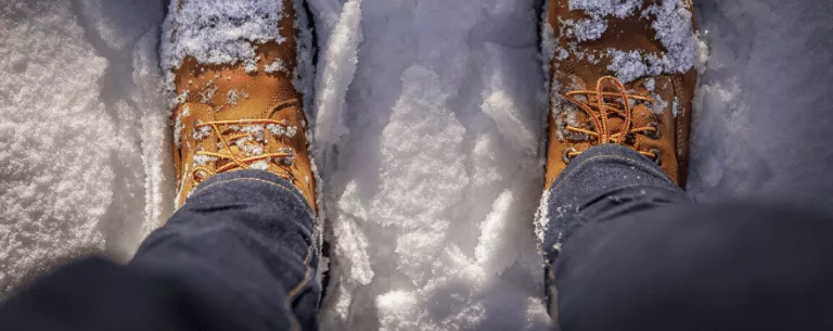 Winter boot in the snow