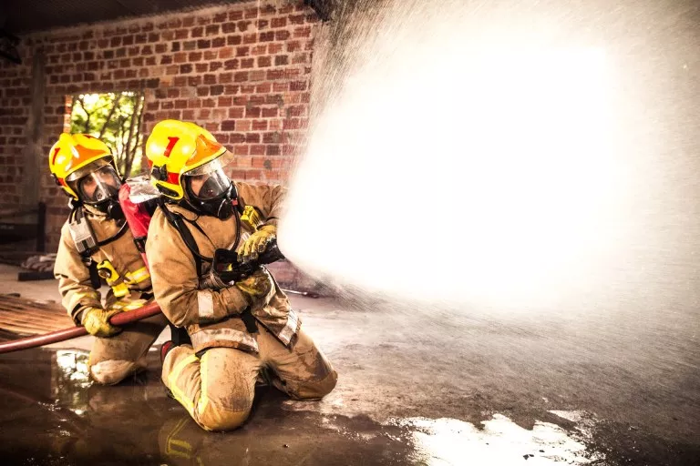 Firefighter in action